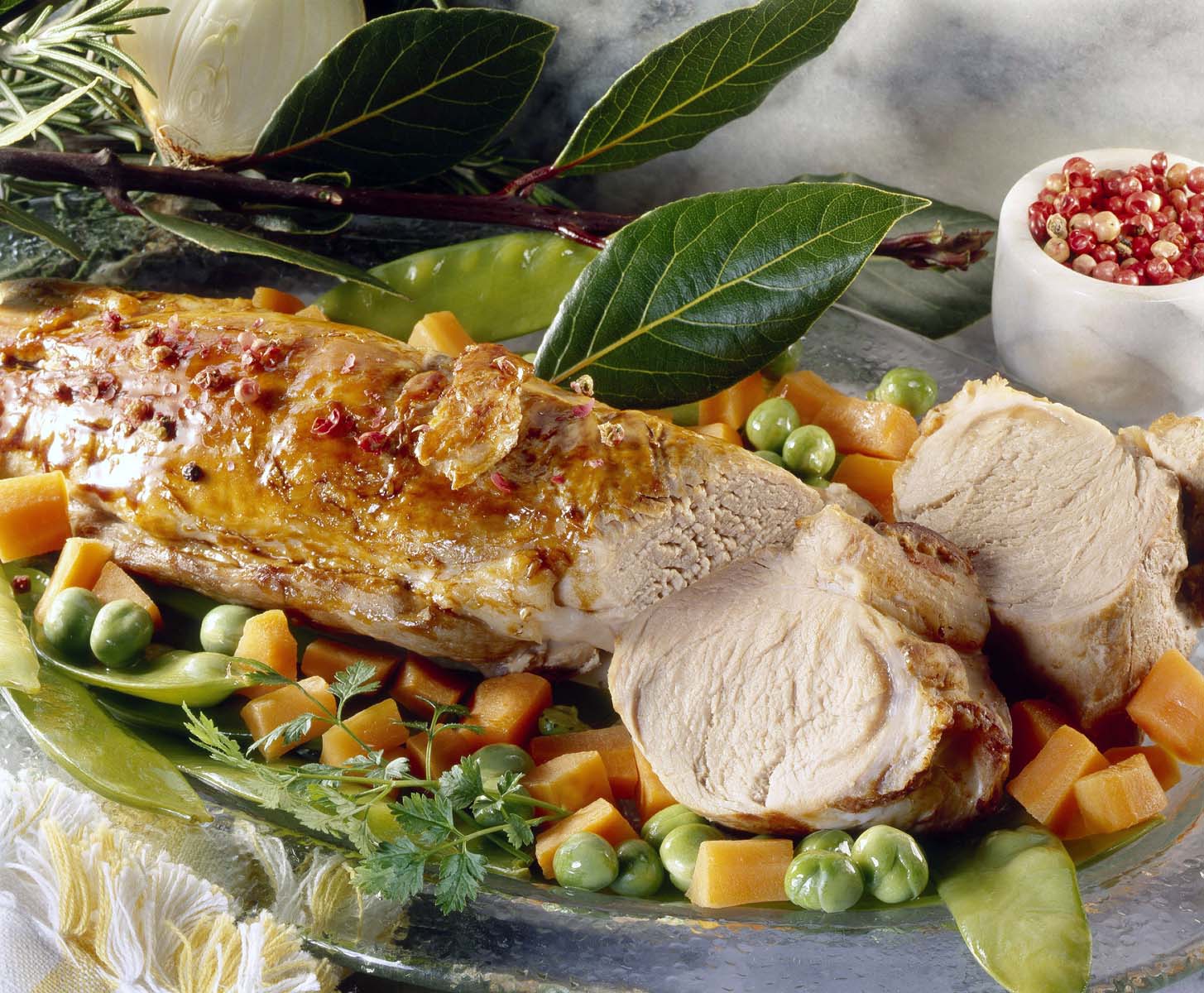 Bärwurz-Schweinefilet mit Rosmarinkartoffeln und grünen Bohnen