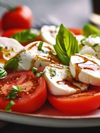 Holunderbeeren-Mozzarella-Salat mit frischem Basilikum und Tomaten