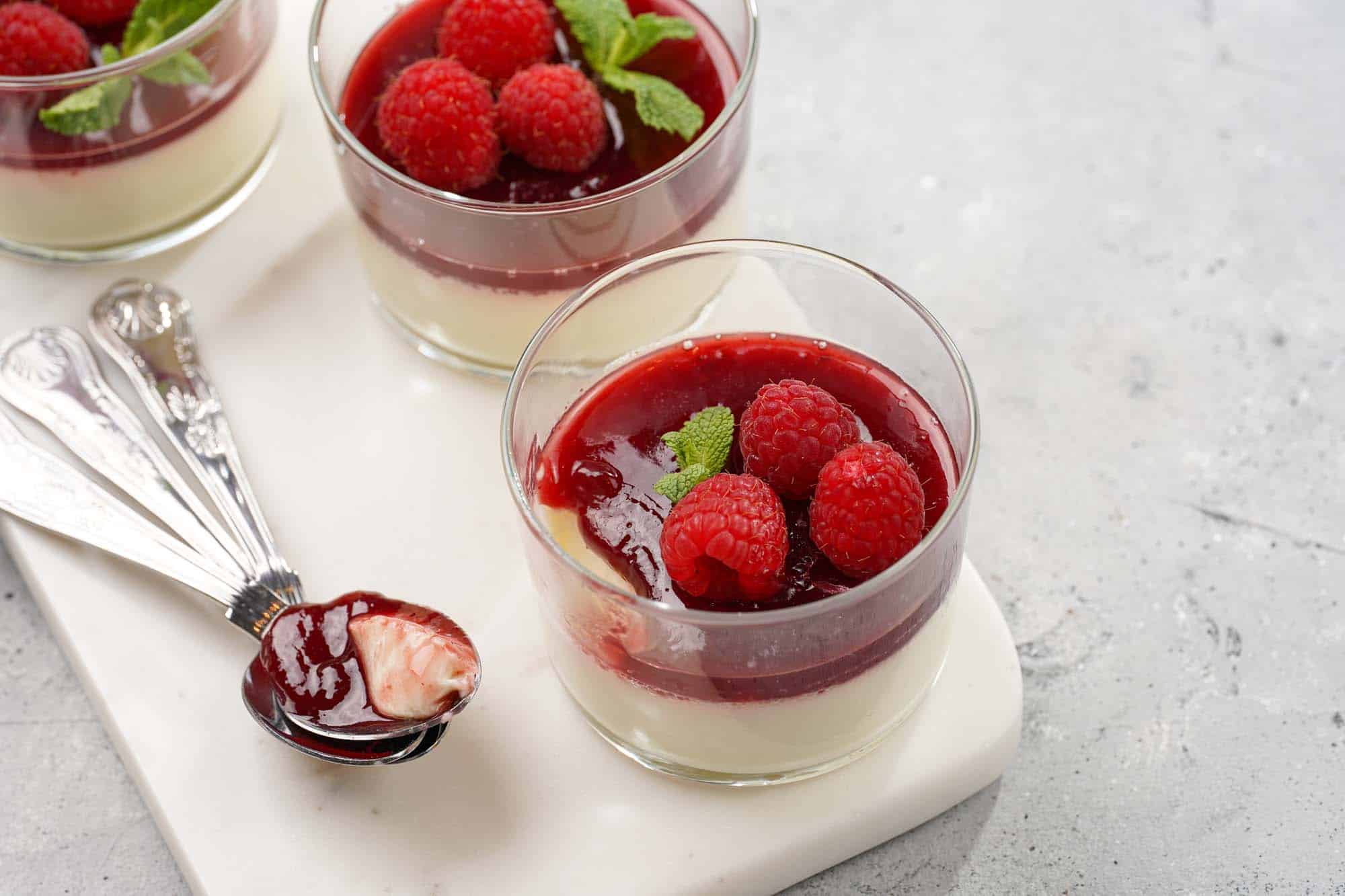 Holunderbeeren-Vanille-Panna Cotta mit Himbeersauce | Waldmahl.de